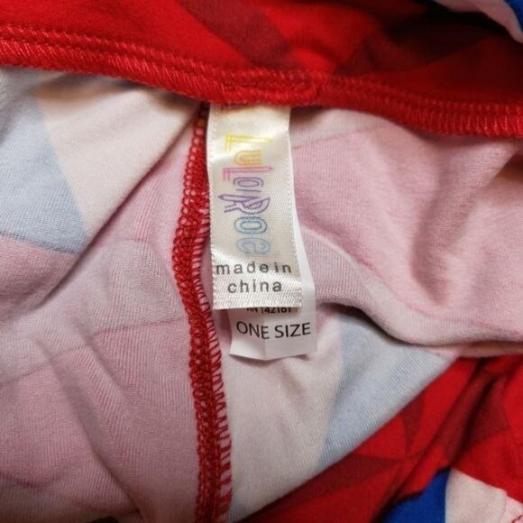 LuLaRoe Geometric Red & Blue Leggings One Size zombie umbrella halloween - Picture 3 of 3